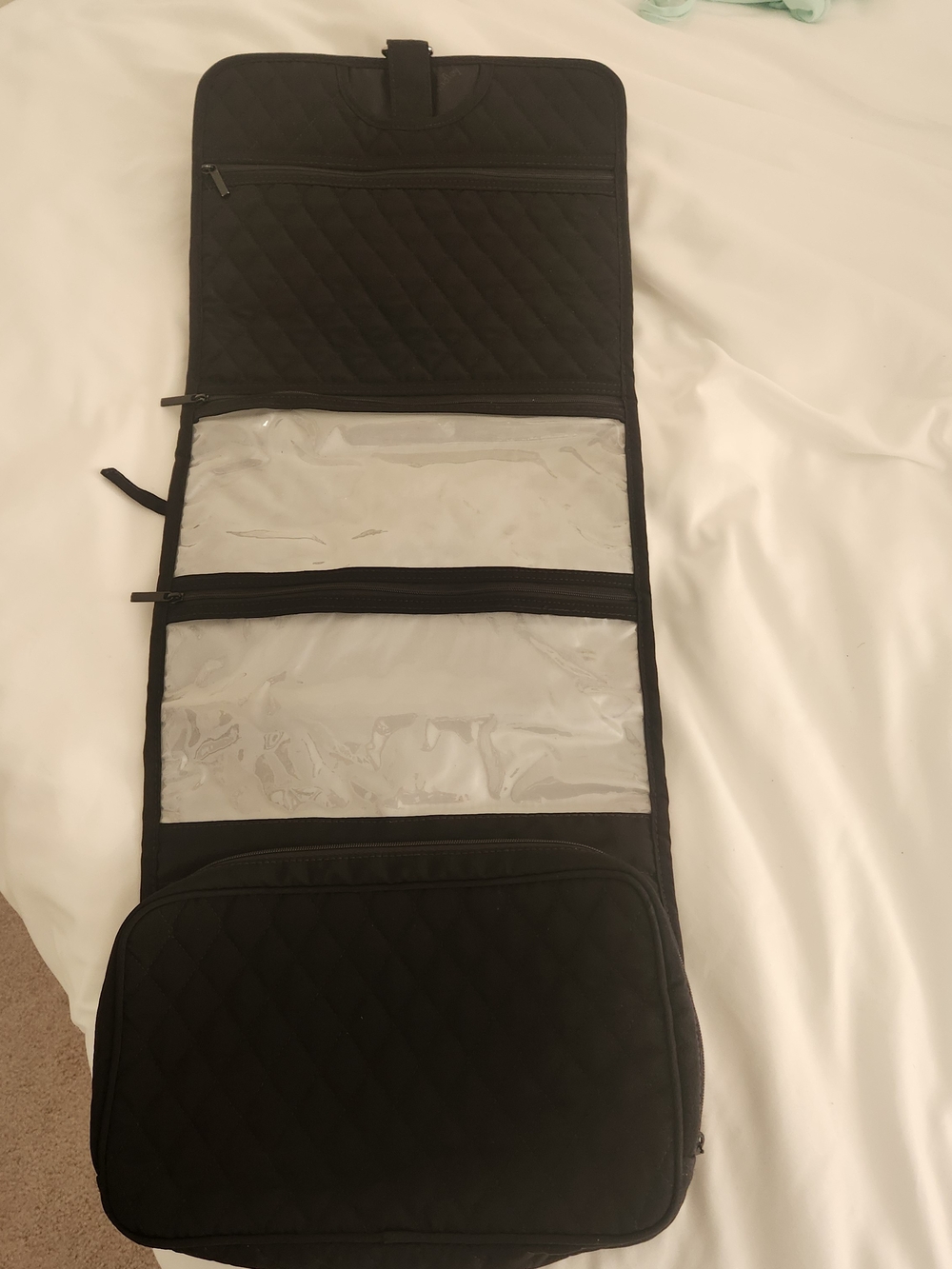 Vera Bradlet Black Quilted Hanging Travel Organizer